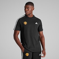 Manchester United x adidas Mens Essentials Single Jersey 3-Stripes T-Shirt Black