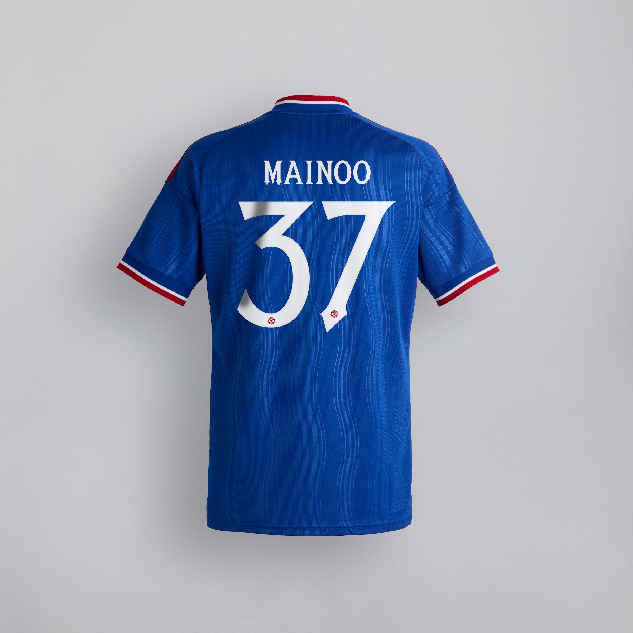 Manchester United 26/27 Away Kids Jersey with Mainoo 37 UCL Printing & Badge Blue