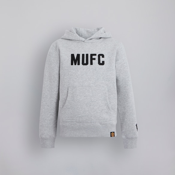 Manchester United Kids MUFC Overhead Hoodie Grey Gris