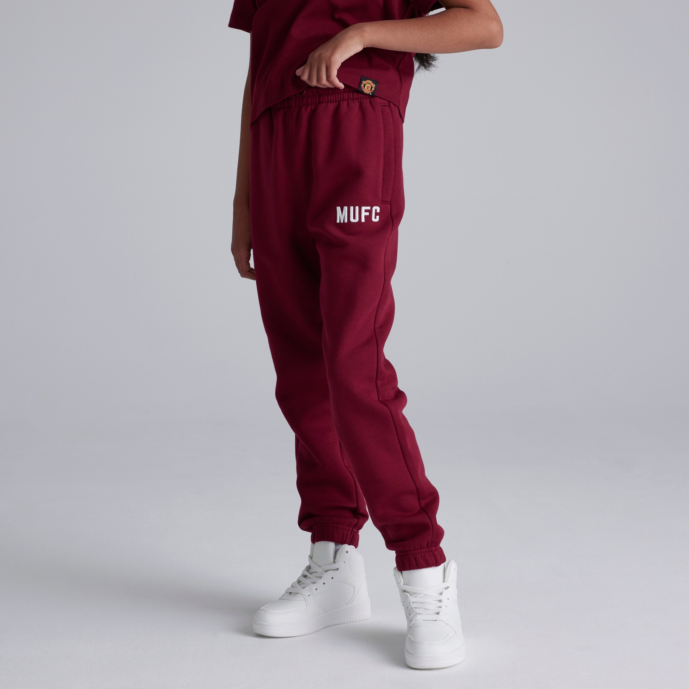 Manchester United Kids MUFC Joggers Burgundy Red Detail [3-6]