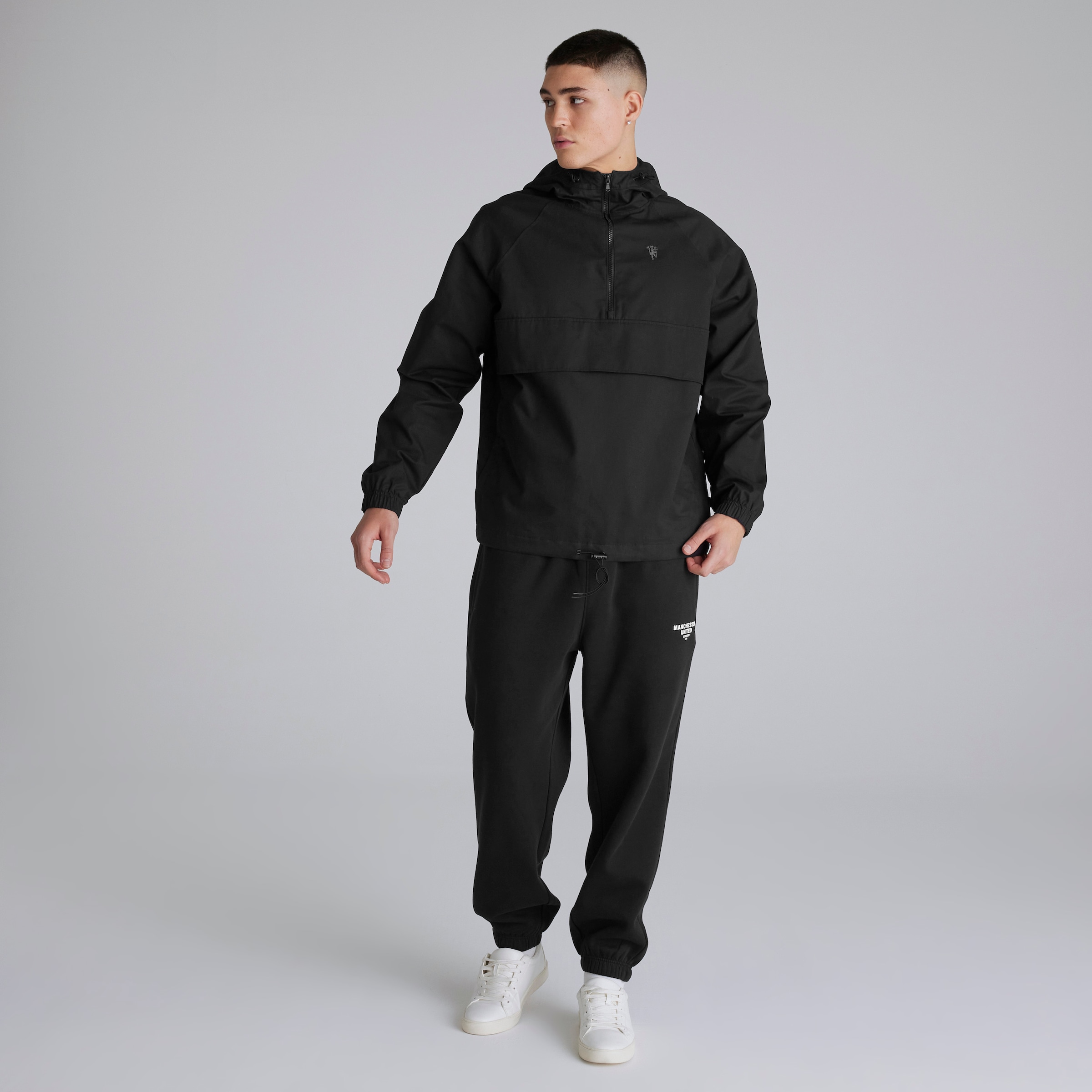 Manchester United Mens Anorak Jacket Black Noir Détail [3-5]