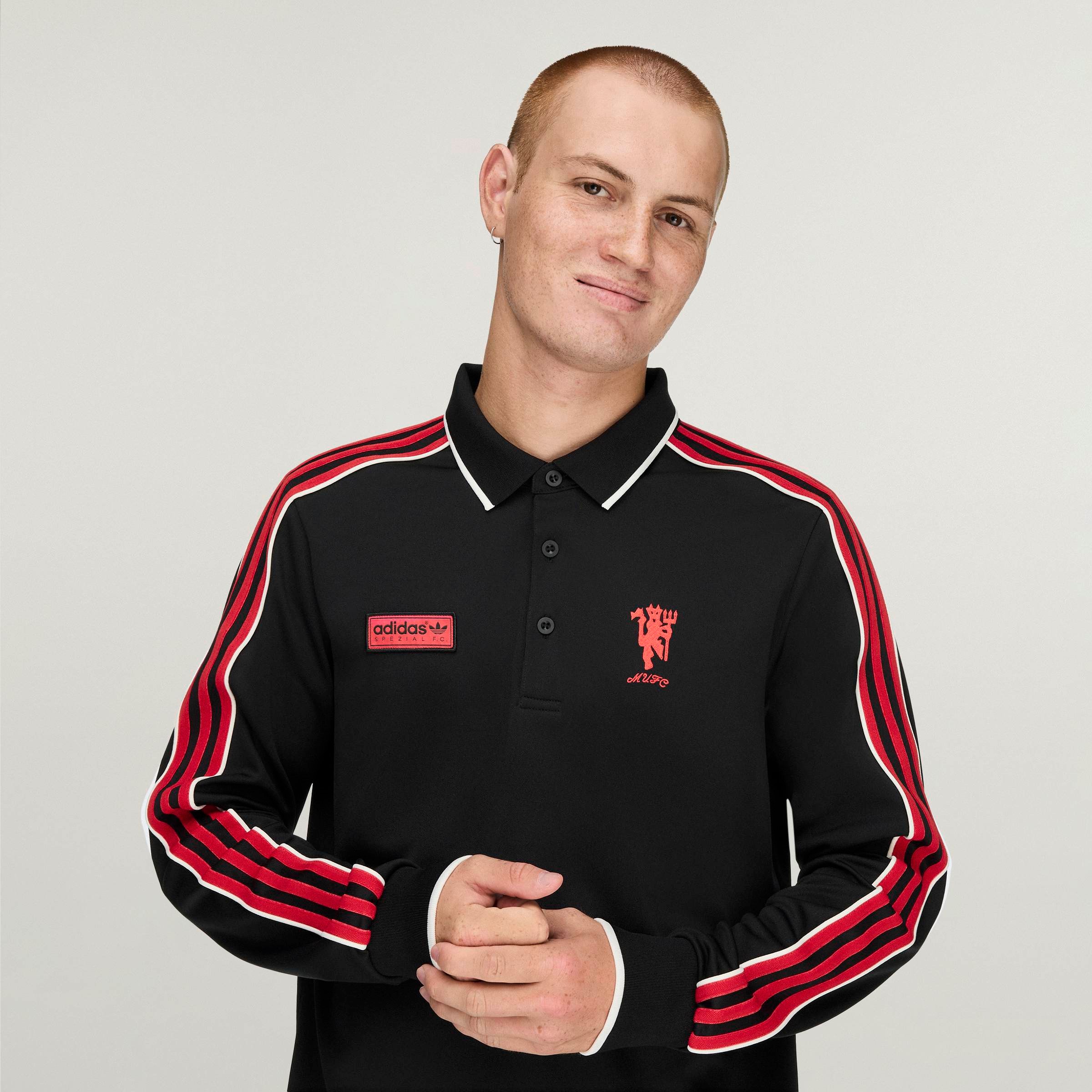 Manchester United x adidas SPZL FC Polo Shirt Black Black Detail [4-6]