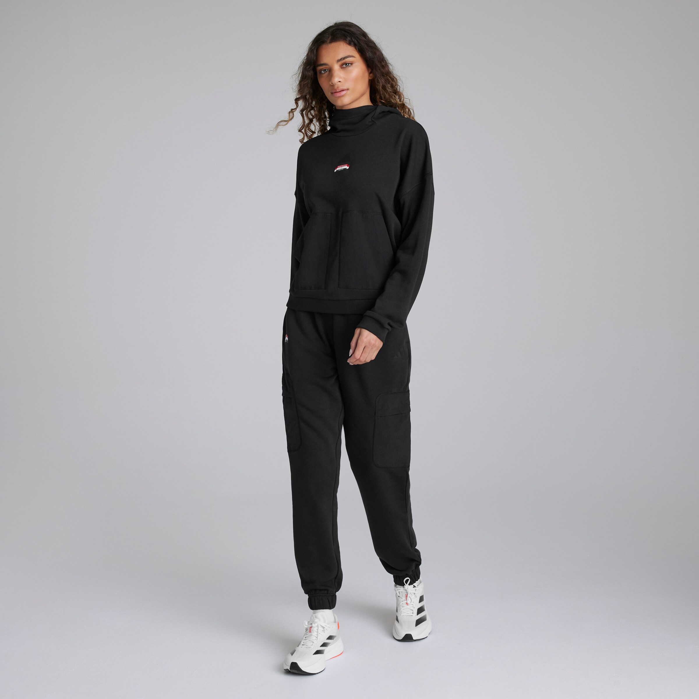 Manchester United x adidas Womens City Escape Hoodie Black Black Detail [3-5]
