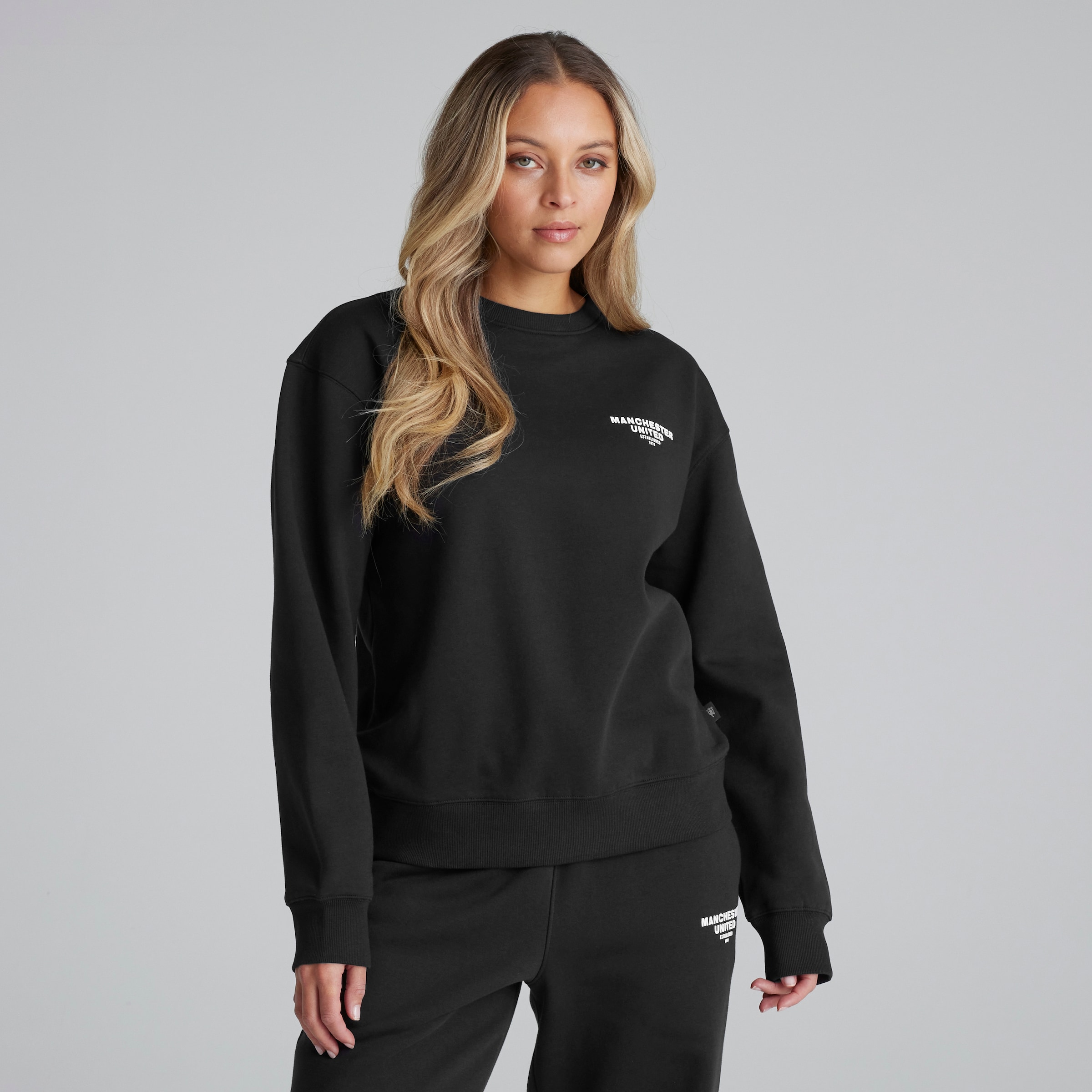 Manchester United Womens Back Print Sweatshirt Black Black