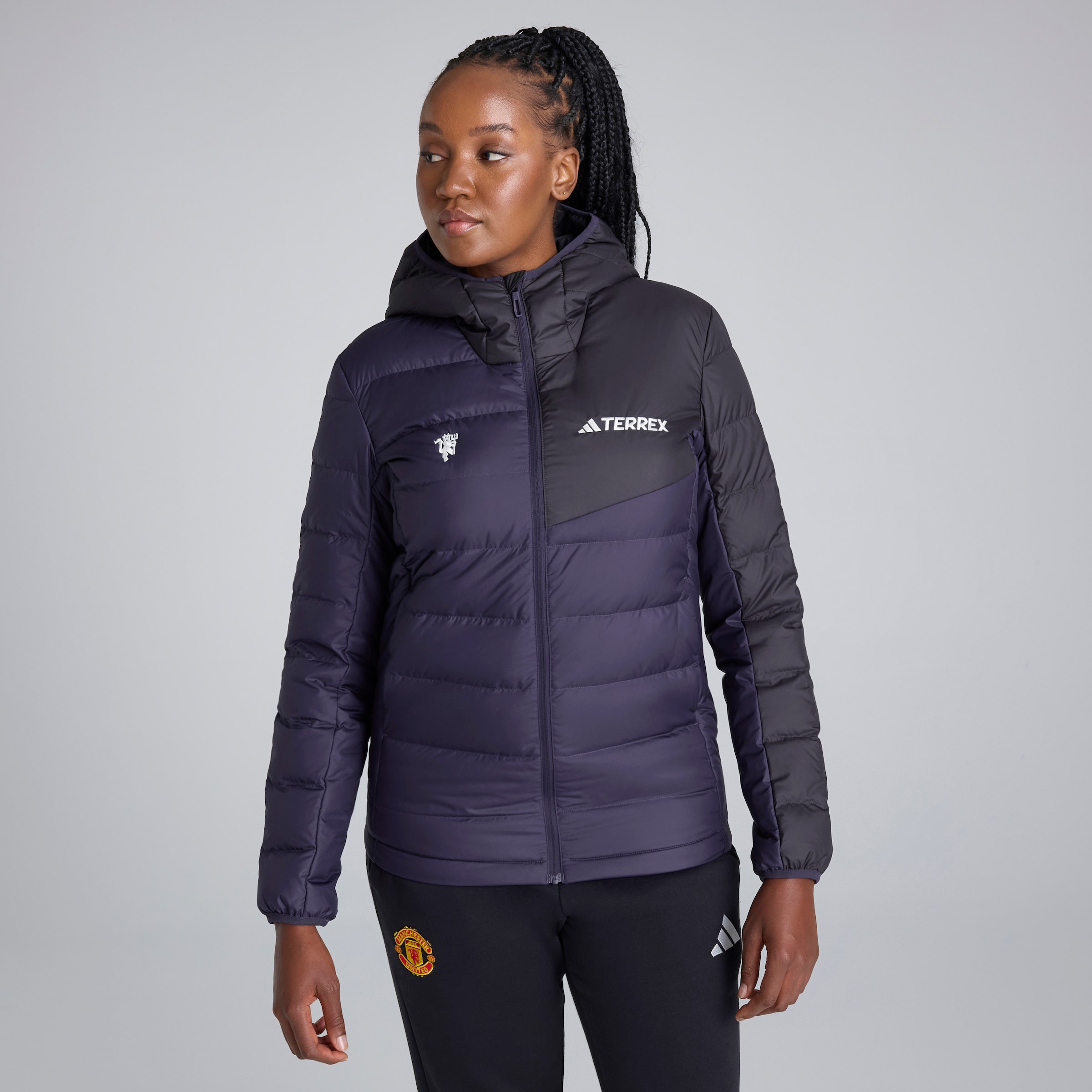 Manchester United x adidas Womens Terrex CLIMAWARM Hooded Jacket Purple Purple