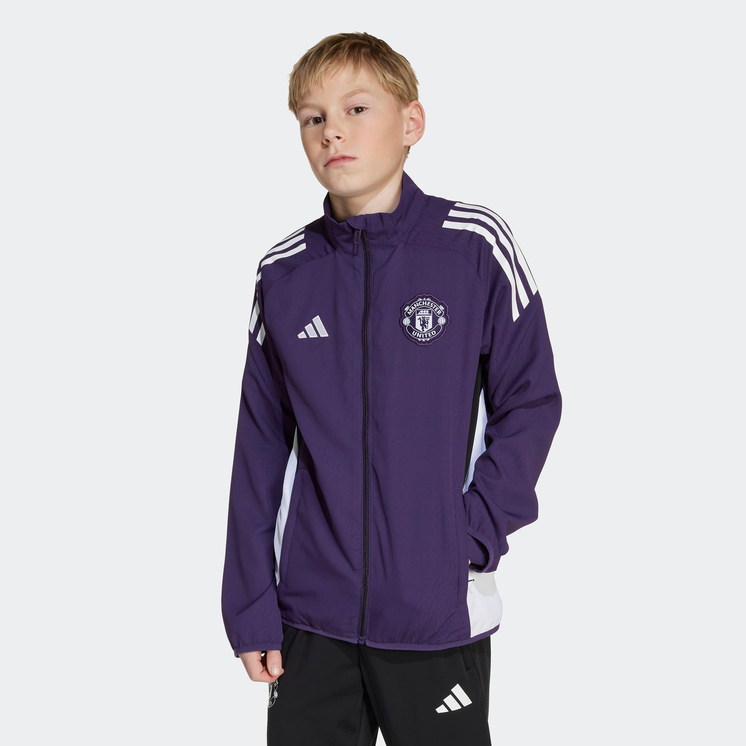Manchester United Tiro 25 Competition Presentation Jacket Kids Violet Détail [4-8]