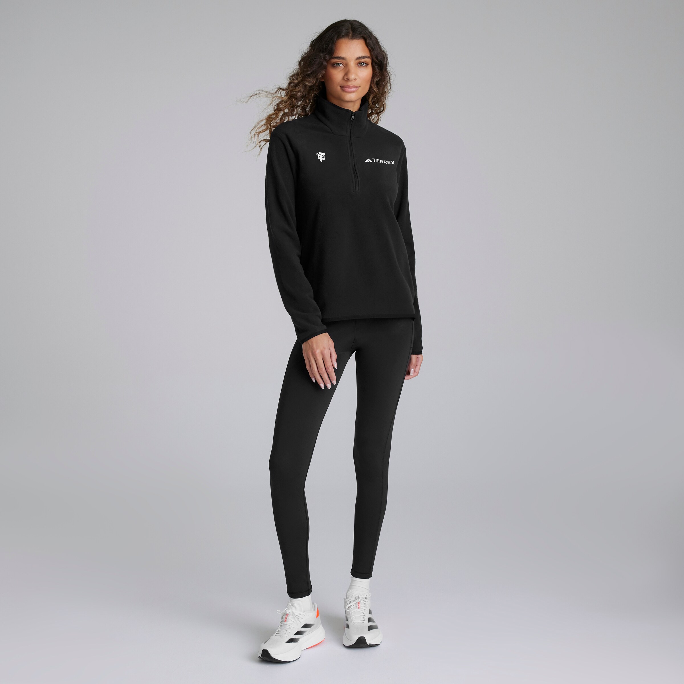 Manchester United x adidas Womens Terrex 1/2 Zip Fleece Jacket Black Black Detail [3-5]