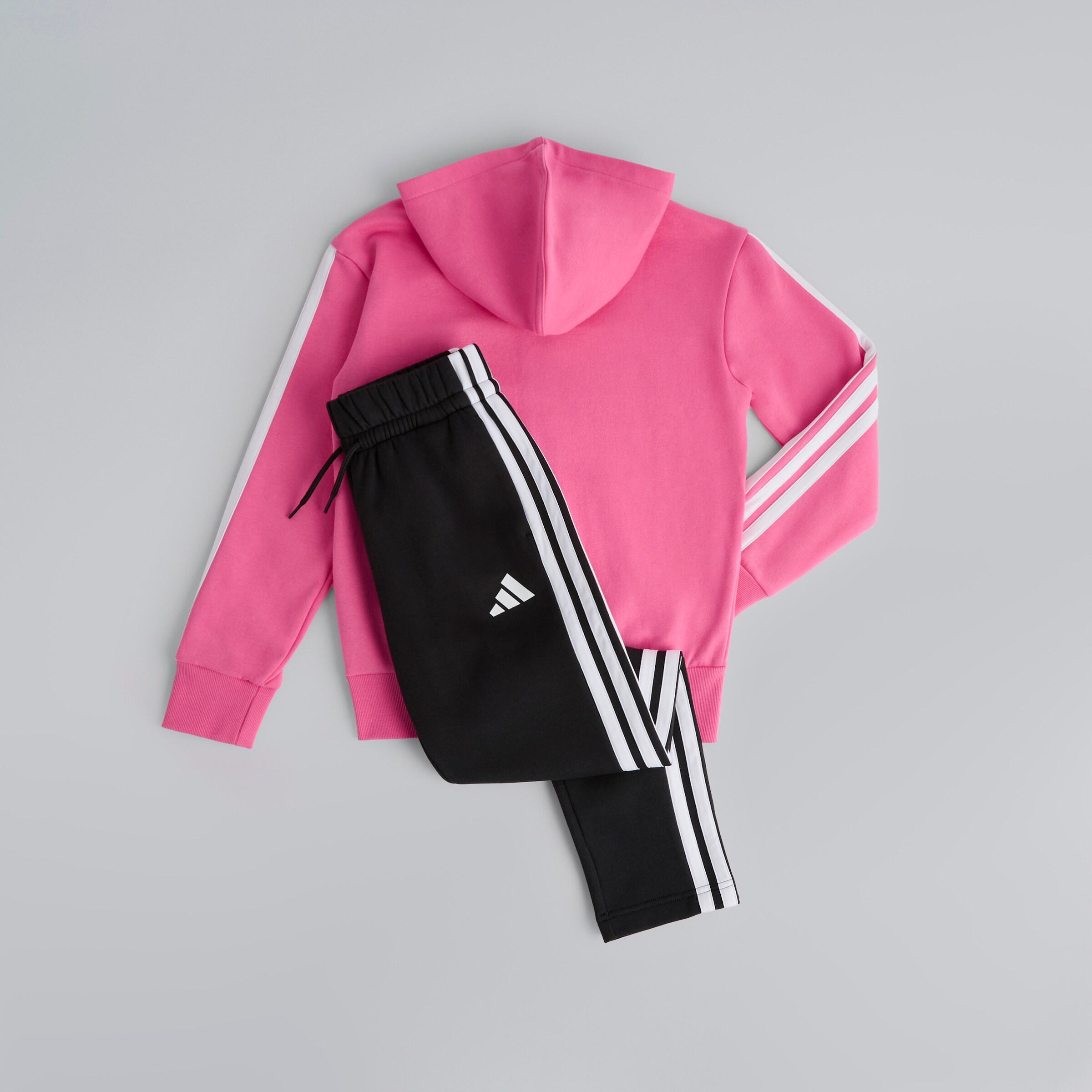 Manchester United x adidas Kids Essentials Tiberio 3-Stripes Fleece Tracksuit Pink/Black Detail [2-4]