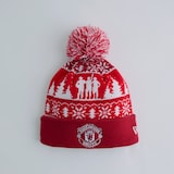 Manchester United Xmas Fairisle Bobble Beanie Red