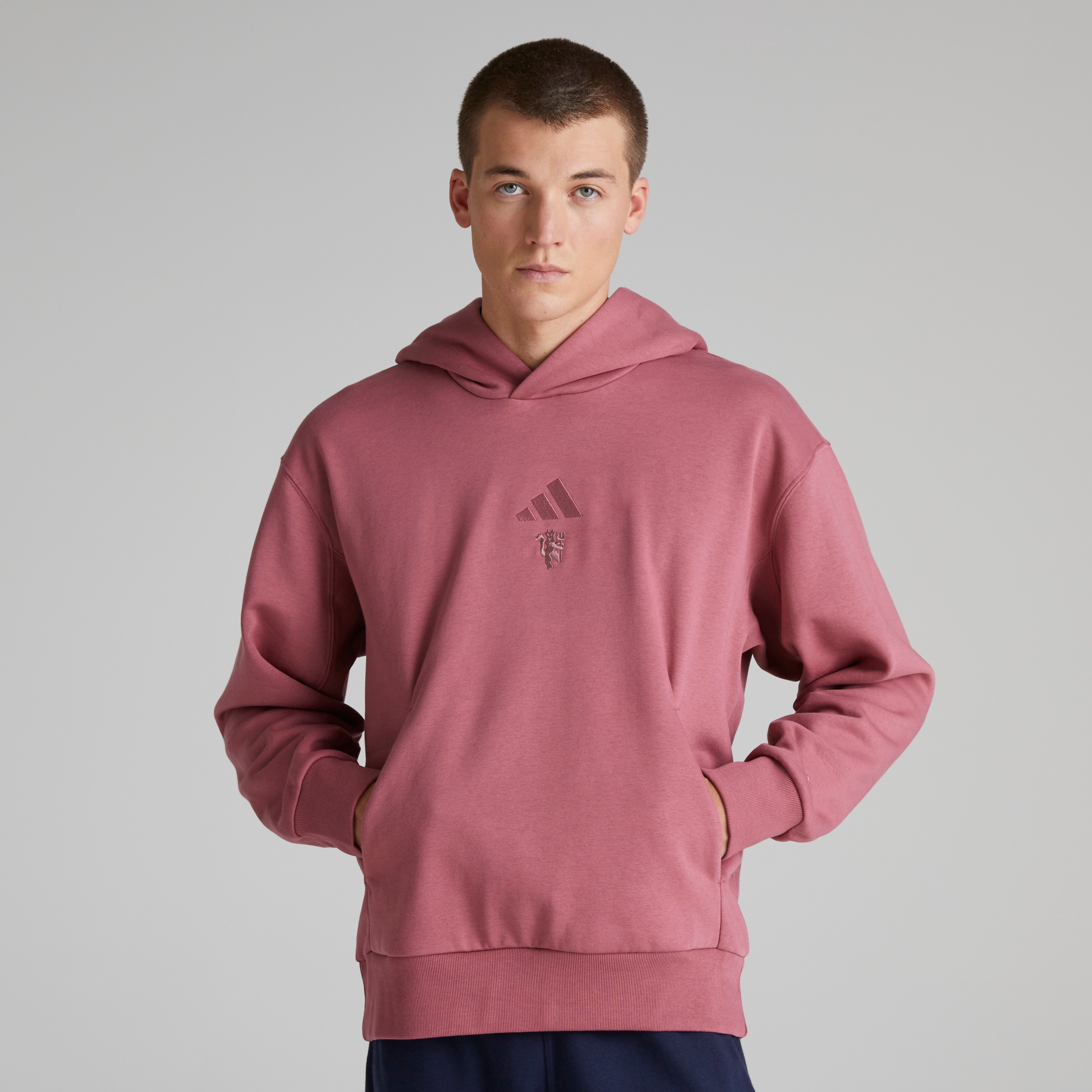 Buy Manchester United x adidas ALL SZN Fleece Hoodie Burgundy Manchester United Store