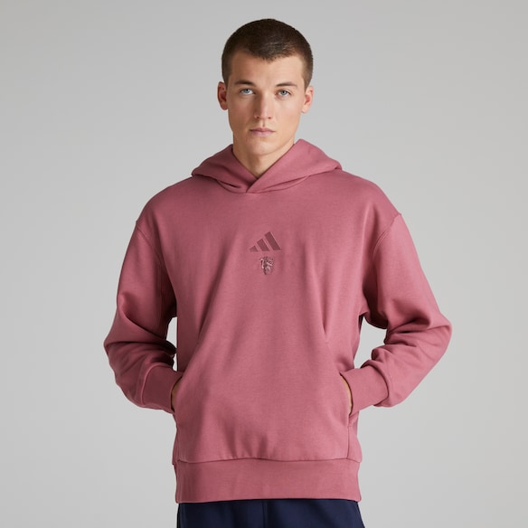 Manchester United x adidas ALL SZN Fleece Hoodie Burgundy Red
