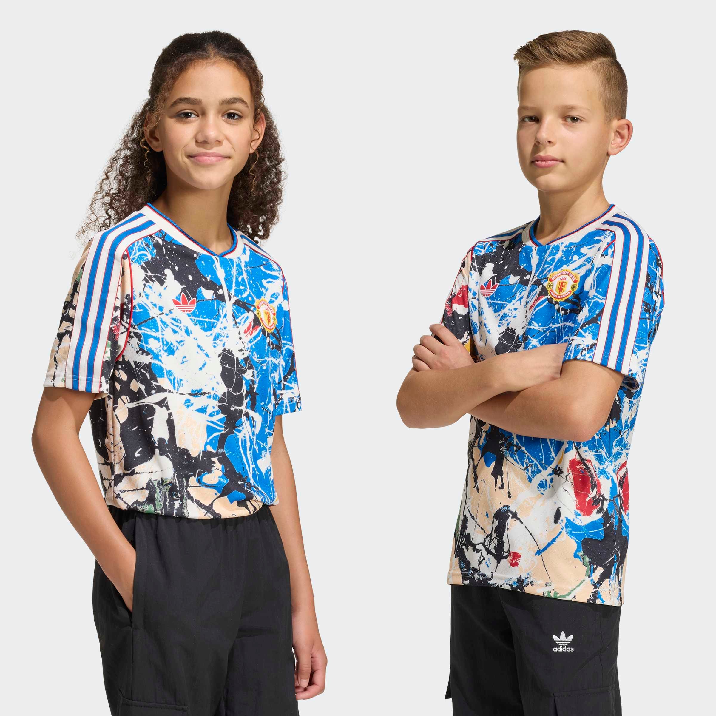 Manchester United x adidas Kids Stone Roses Jersey Blue Multi Detail [3-7]