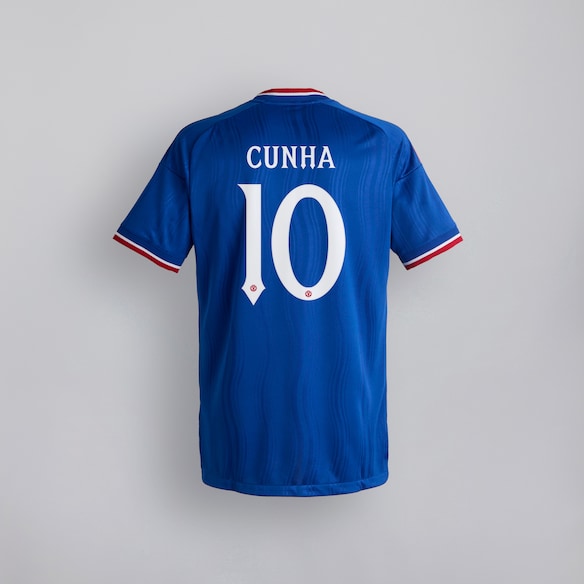 Manchester United 26/27 Away Authentic Jersey with Cunha 10 UCL Printing & Badge Bleu