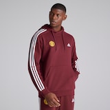Manchester United x adidas Mens Essentials Fleece 3-Stripes Hoodie Burgundy