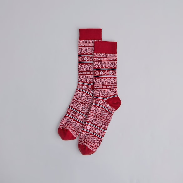 Manchester United Kids Christmas Fairisle Sock Red Red