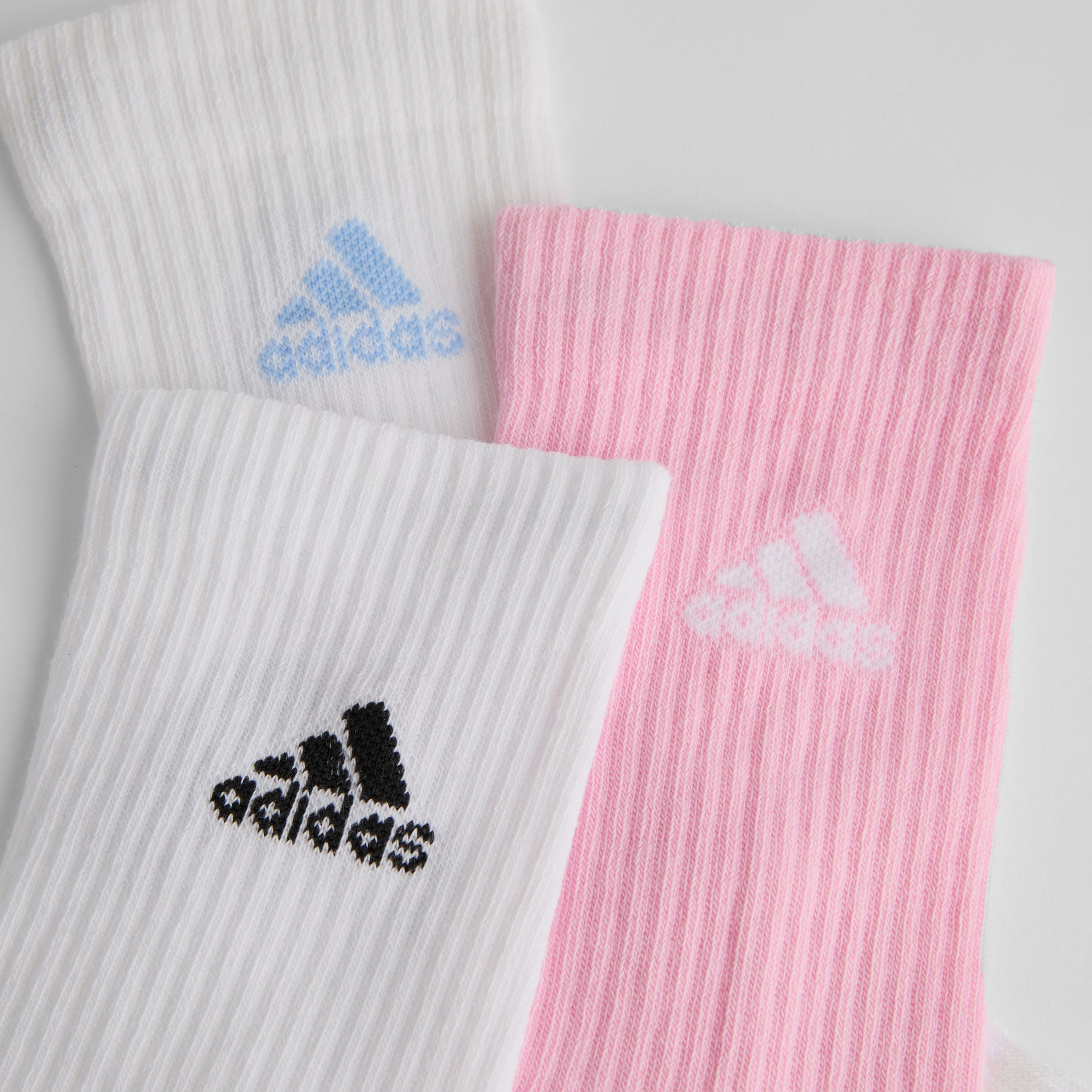 Manchester United x adidas Essentials Cushioned Crew Socks 3 Pack White/White/Pink Multi Detail [3-4]