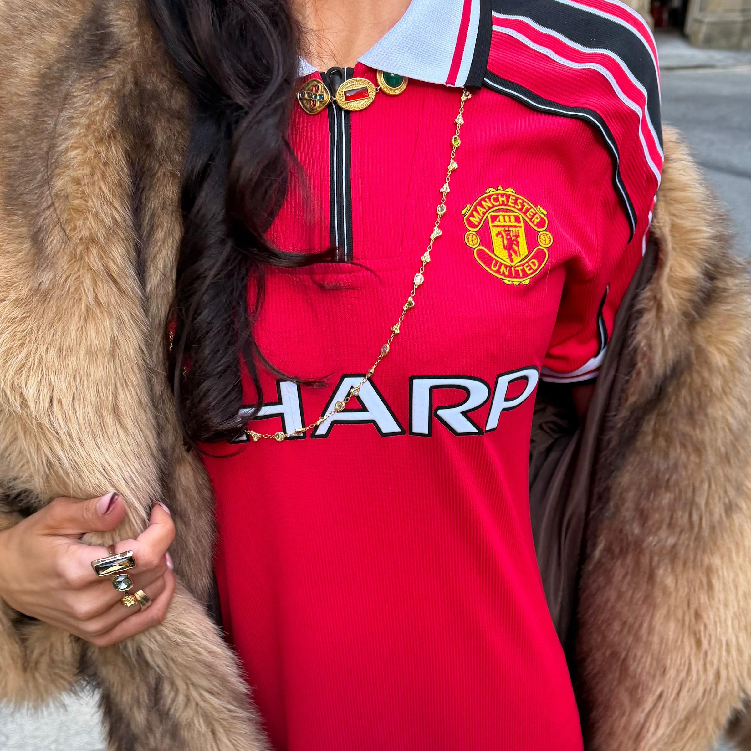 Manchester United Womens 1998/00 Retro Home Dress Red Red Detail [6-8]