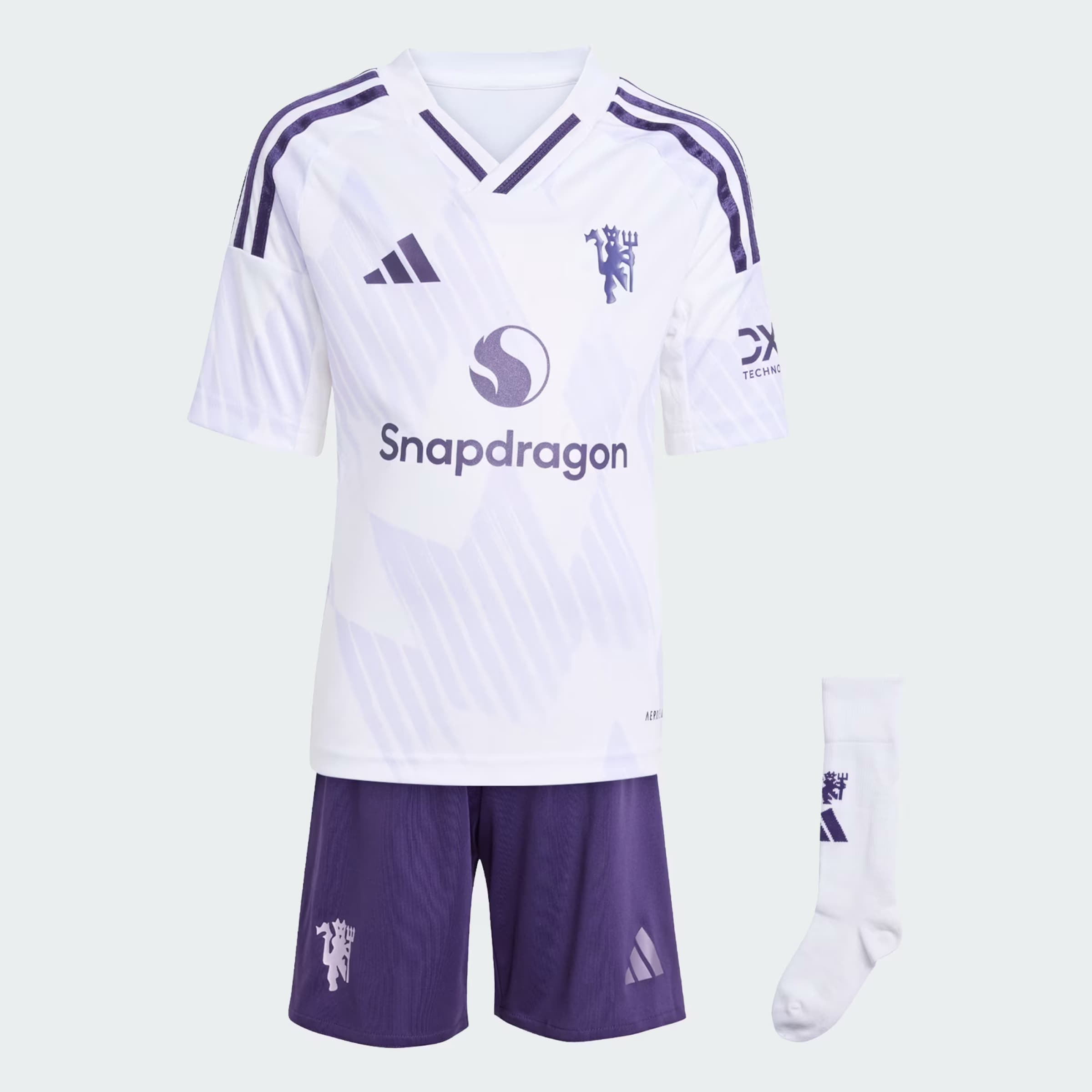 Manchester United 25/26 Away Mini Kit Kids Blanc Détail [4-5]