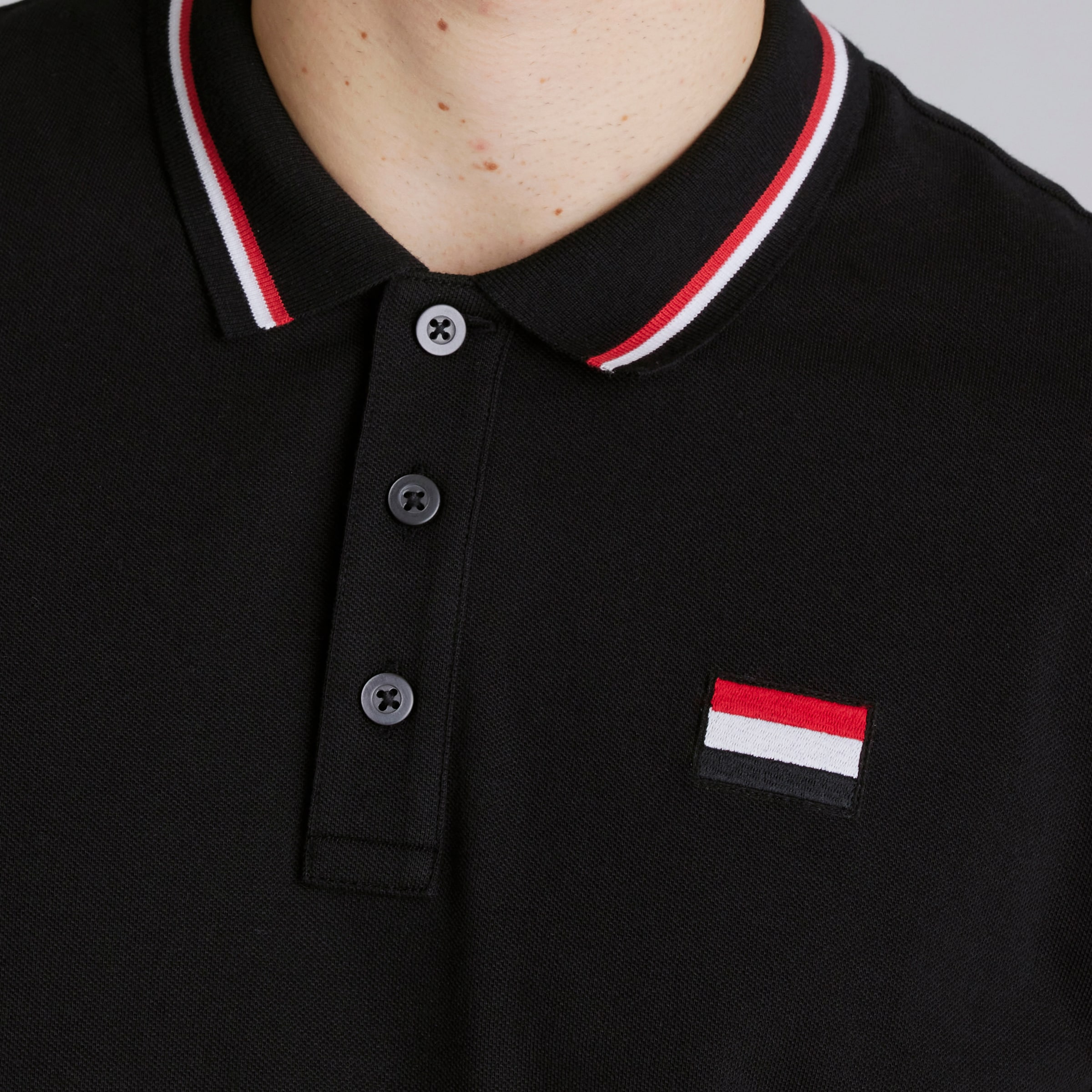 Manchester United Long Sleeve Polo Shirt Black Black Detail [4-5]