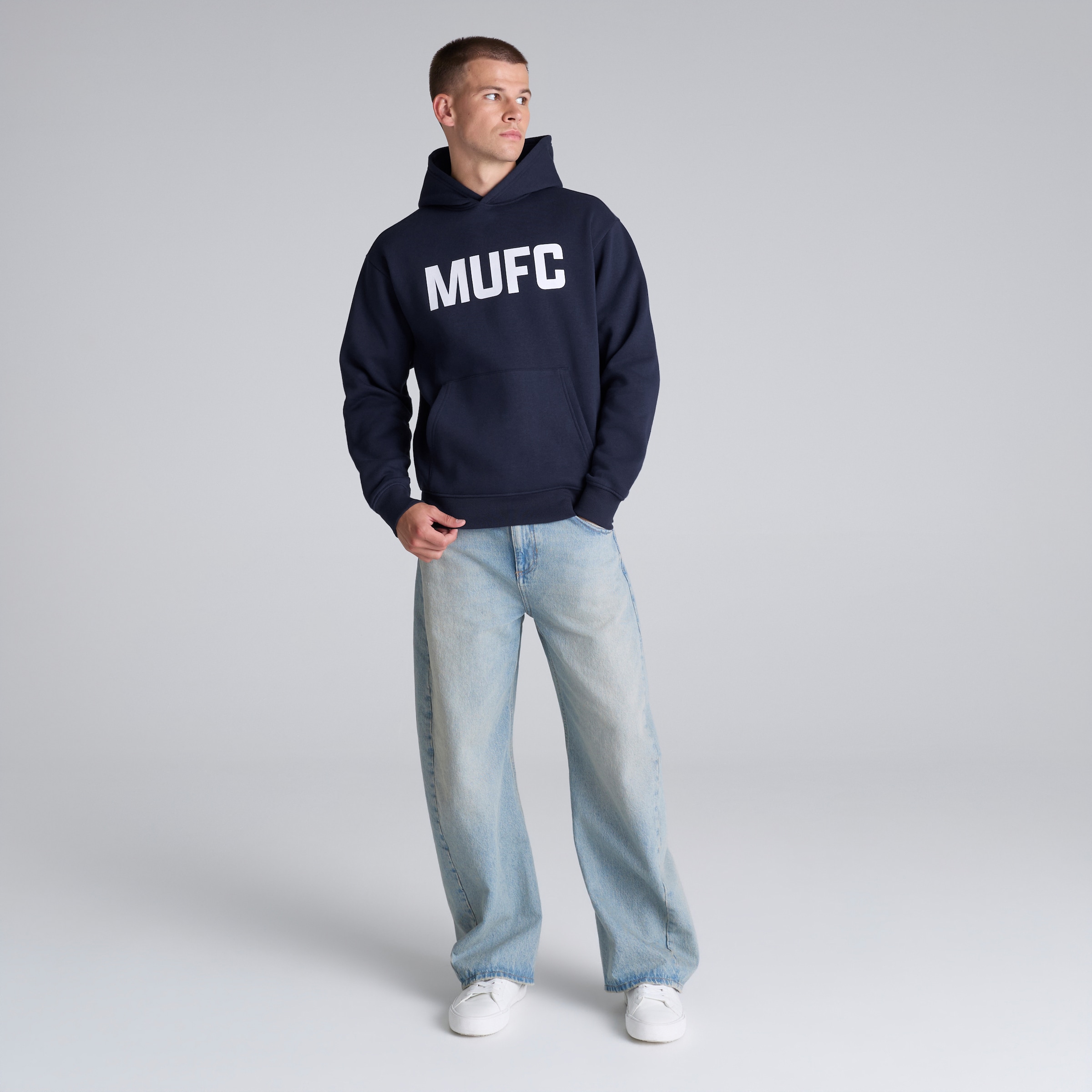 Manchester United MUFC Hoodie Navy Navy blue Detail [3-5]