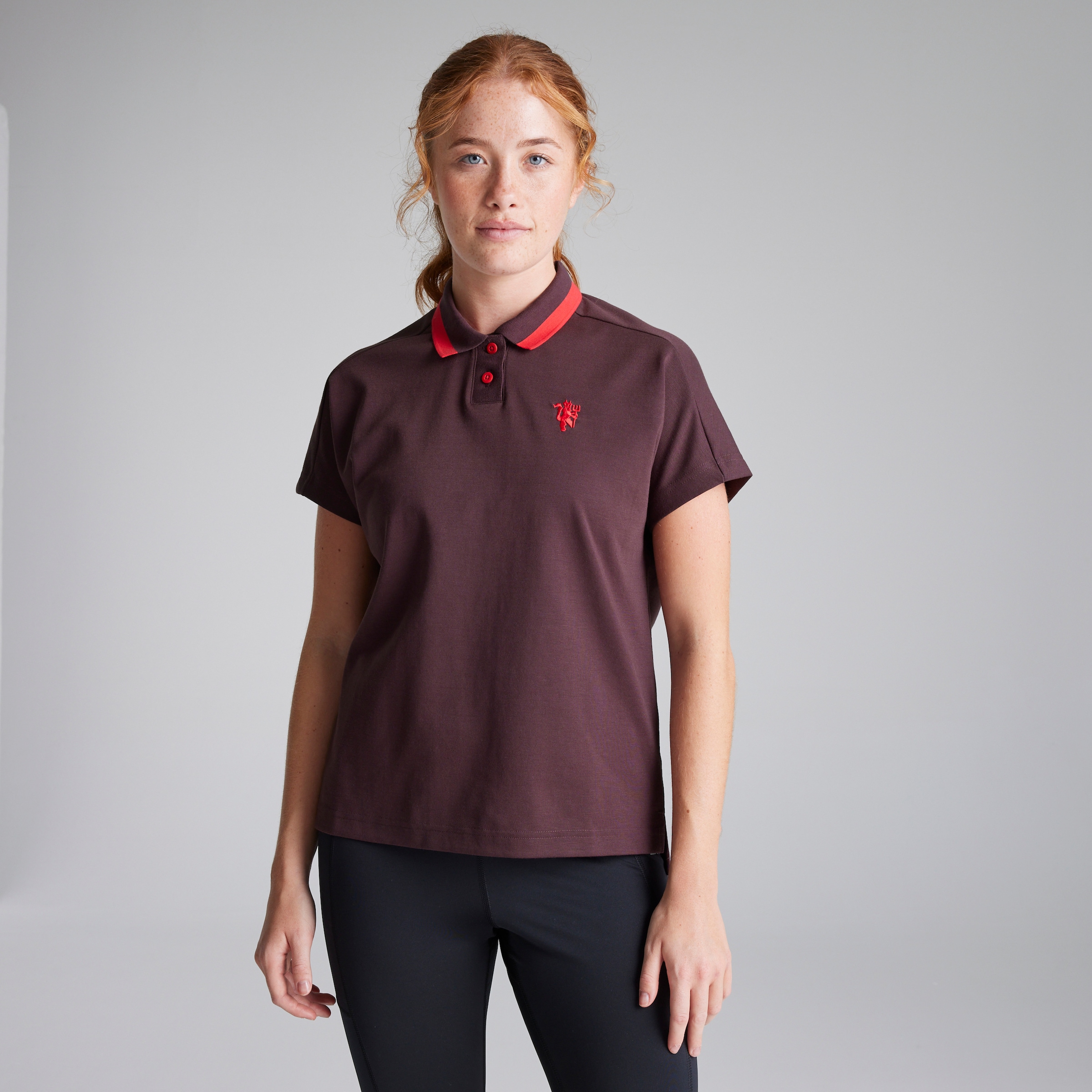 Manchester United x adidas Womens Golf Go-To Polo Shirt Burgundy