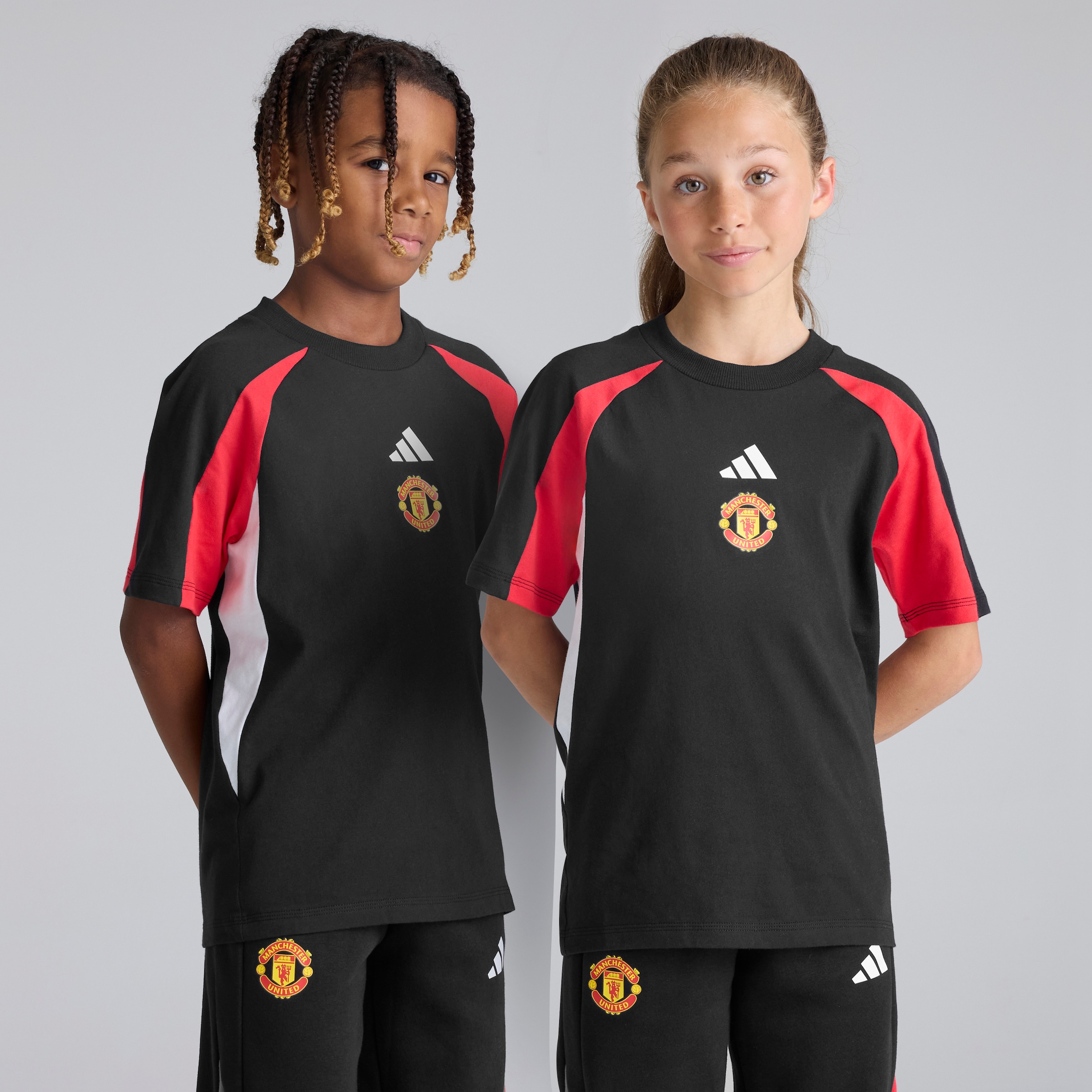 Manchester United x adidas Kids Colourblock T-Shirt Black/Red Black