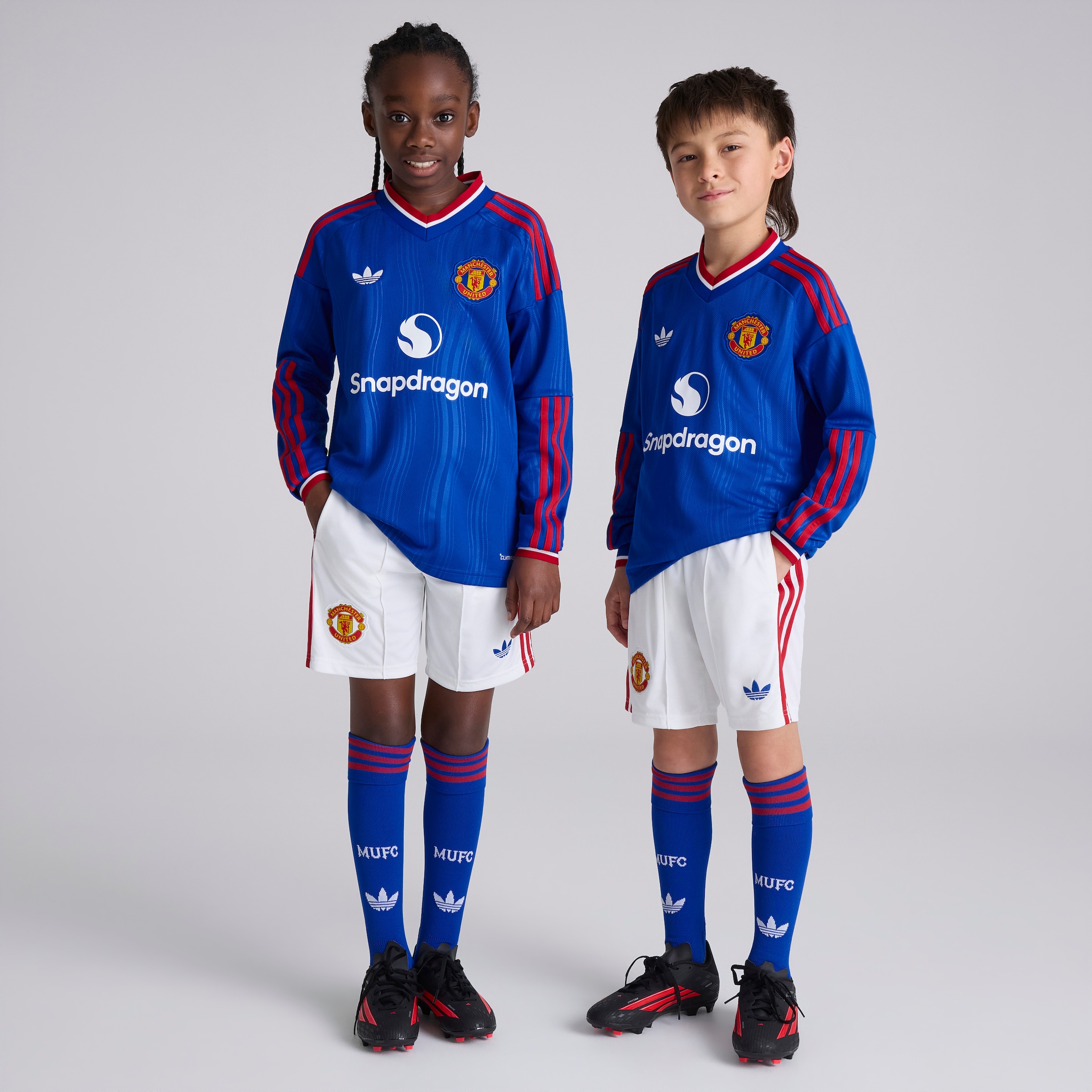 Manchester United Kids 26/27 Away Long Sleeve Jersey Bleu