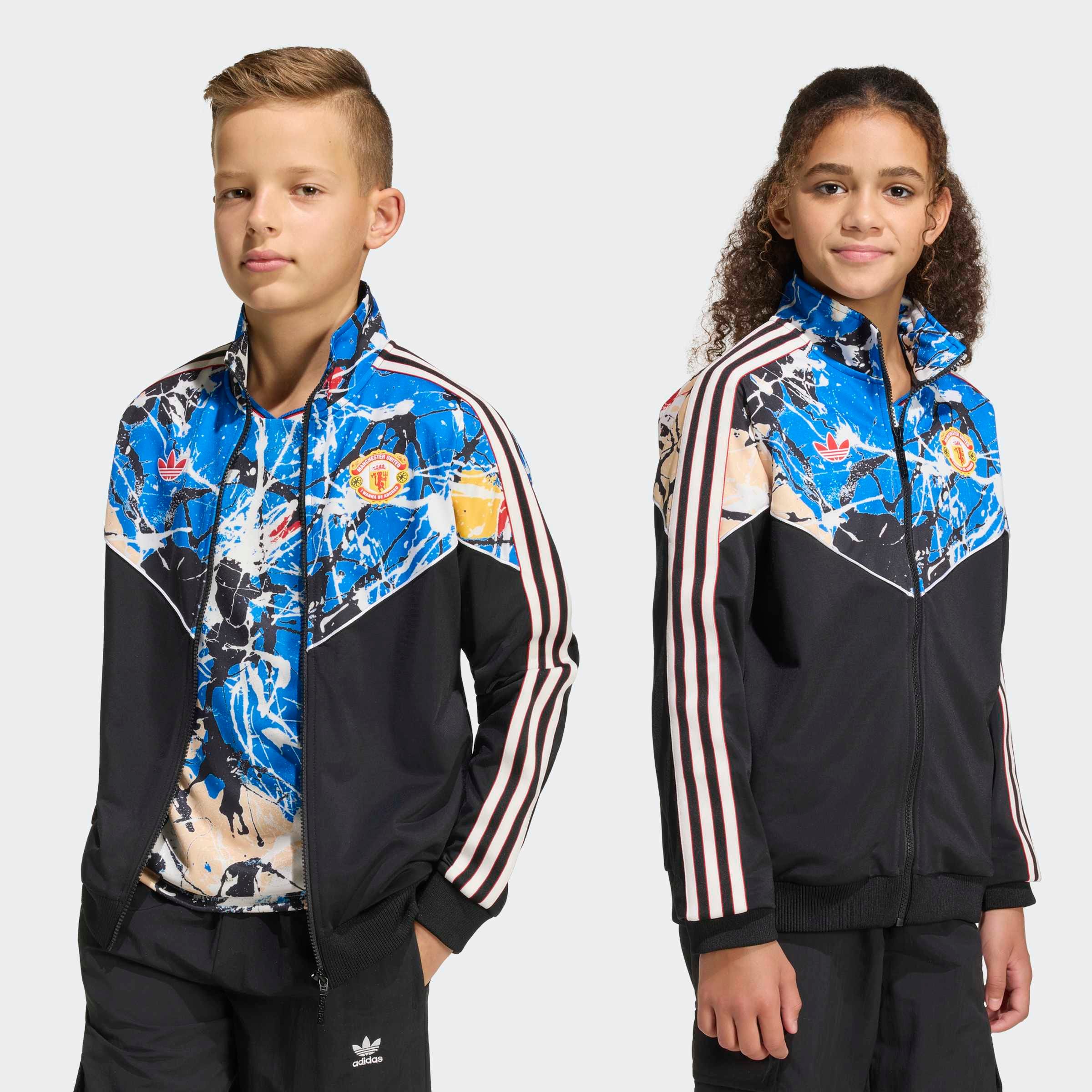 Manchester United x adidas Kids Stone Roses Track Jacket Black Black Detail [3-7]