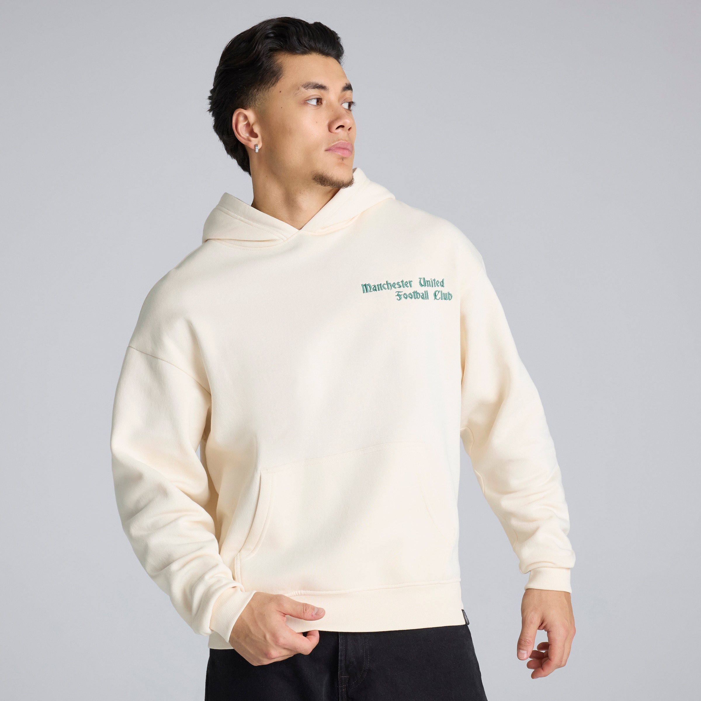 Manchester United Archive Overhead Hoodie Cream Beige