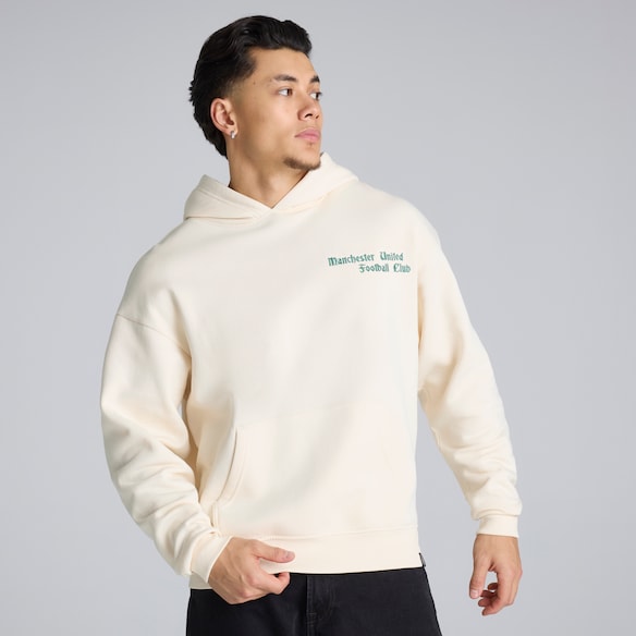Manchester United Archive Overhead Hoodie Cream Beige