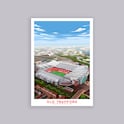 Manchester United Old Trafford Aerial Illustration Poster A2 Multi