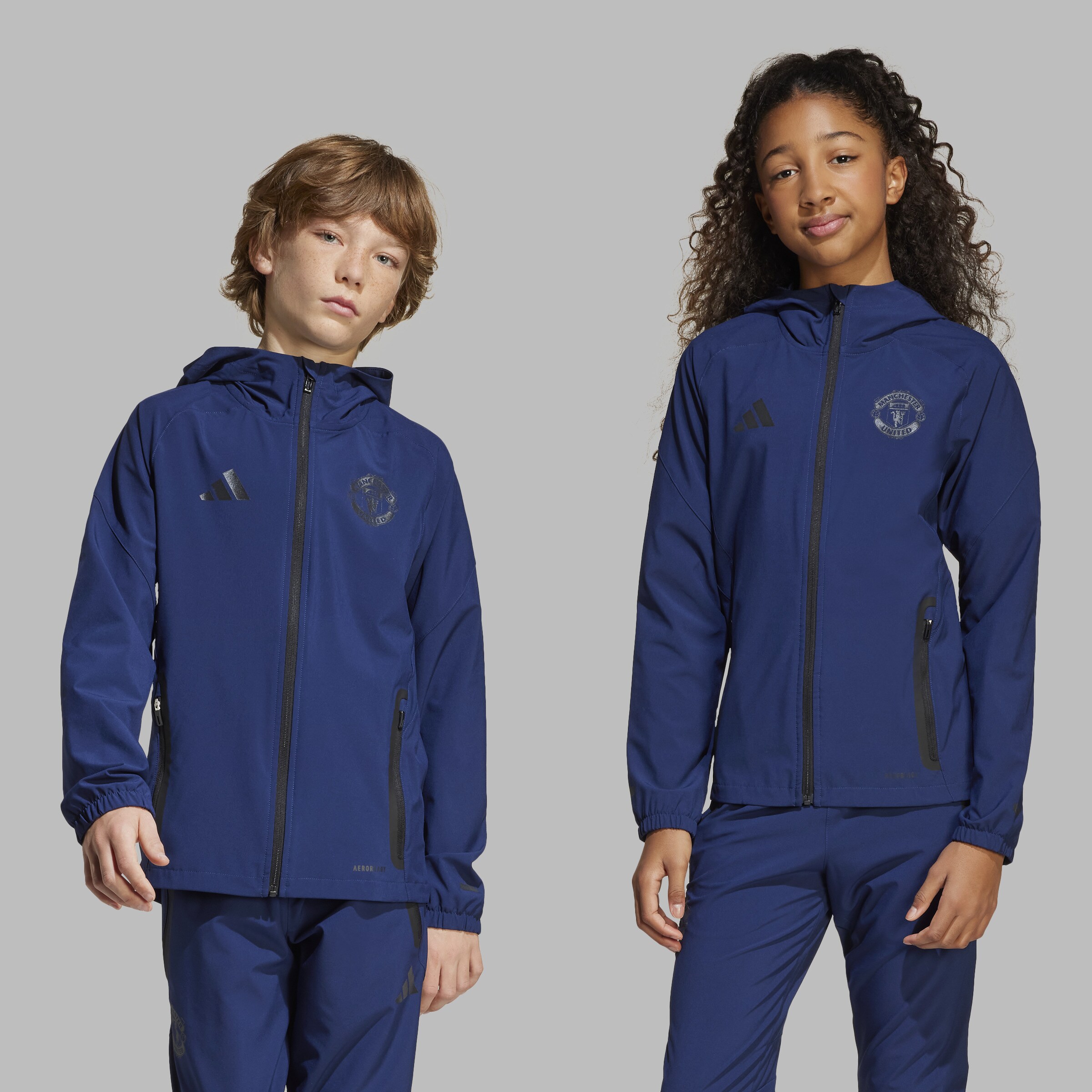 Manchester United Kids Tiro 24 Competition Vis Tech Travel Jacket Blue Blue Detail [5-6]