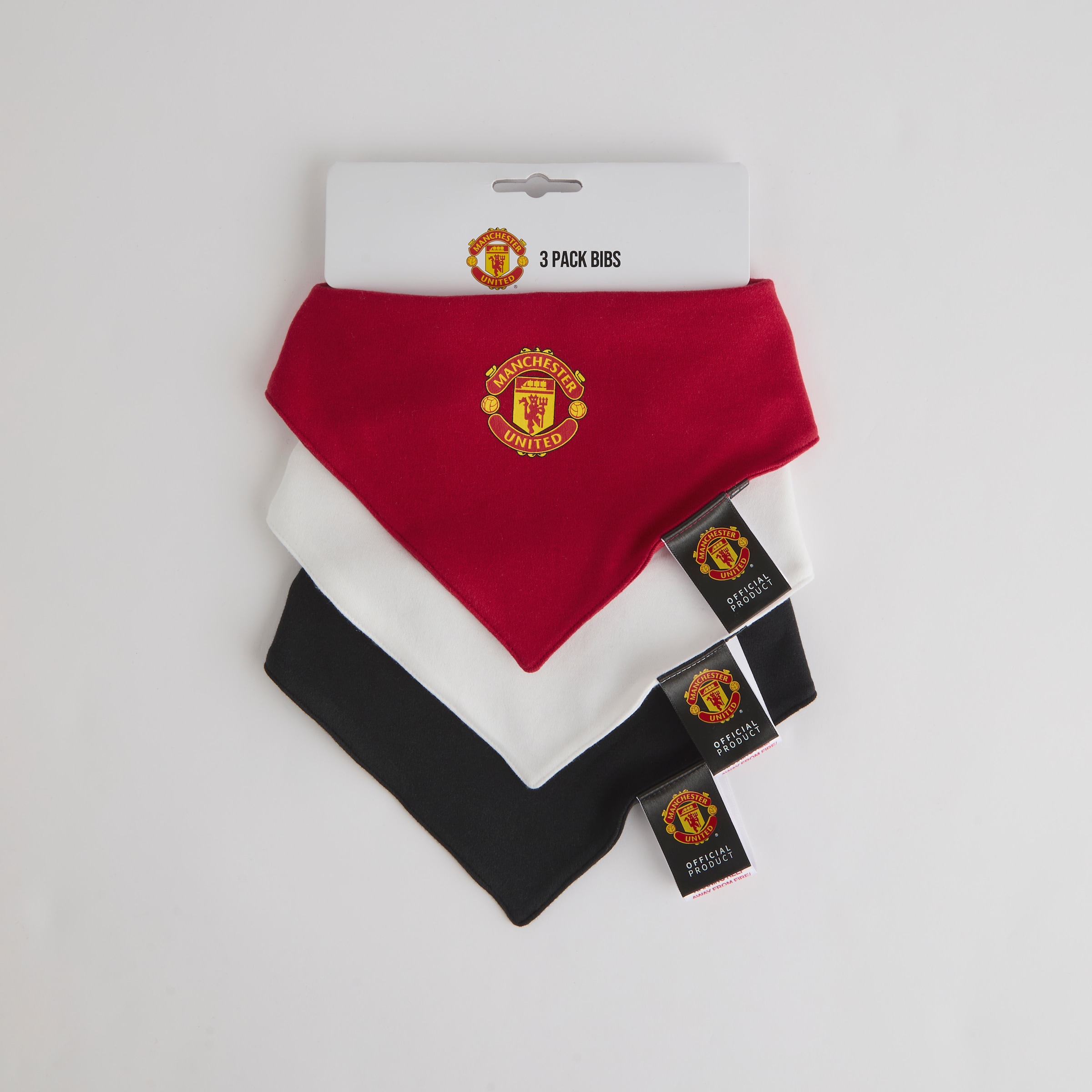 Manchester United Baby Kit Bibs 3 Pack Multi Multicolore Détail [2-4]