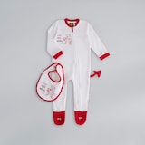 Manchester United Baby Little Devil Sleepsuit & Bib Set White