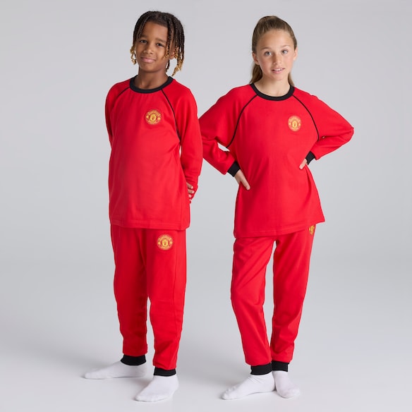 Manchester United Boys Long Sleeve Pyjama Top & Pants Set Red Rojo