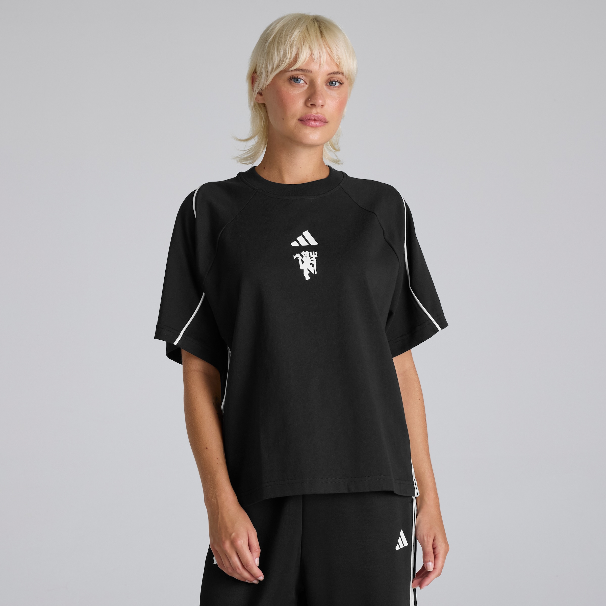 Manchester United x adidas Womens Stadium T-Shirt Black Black