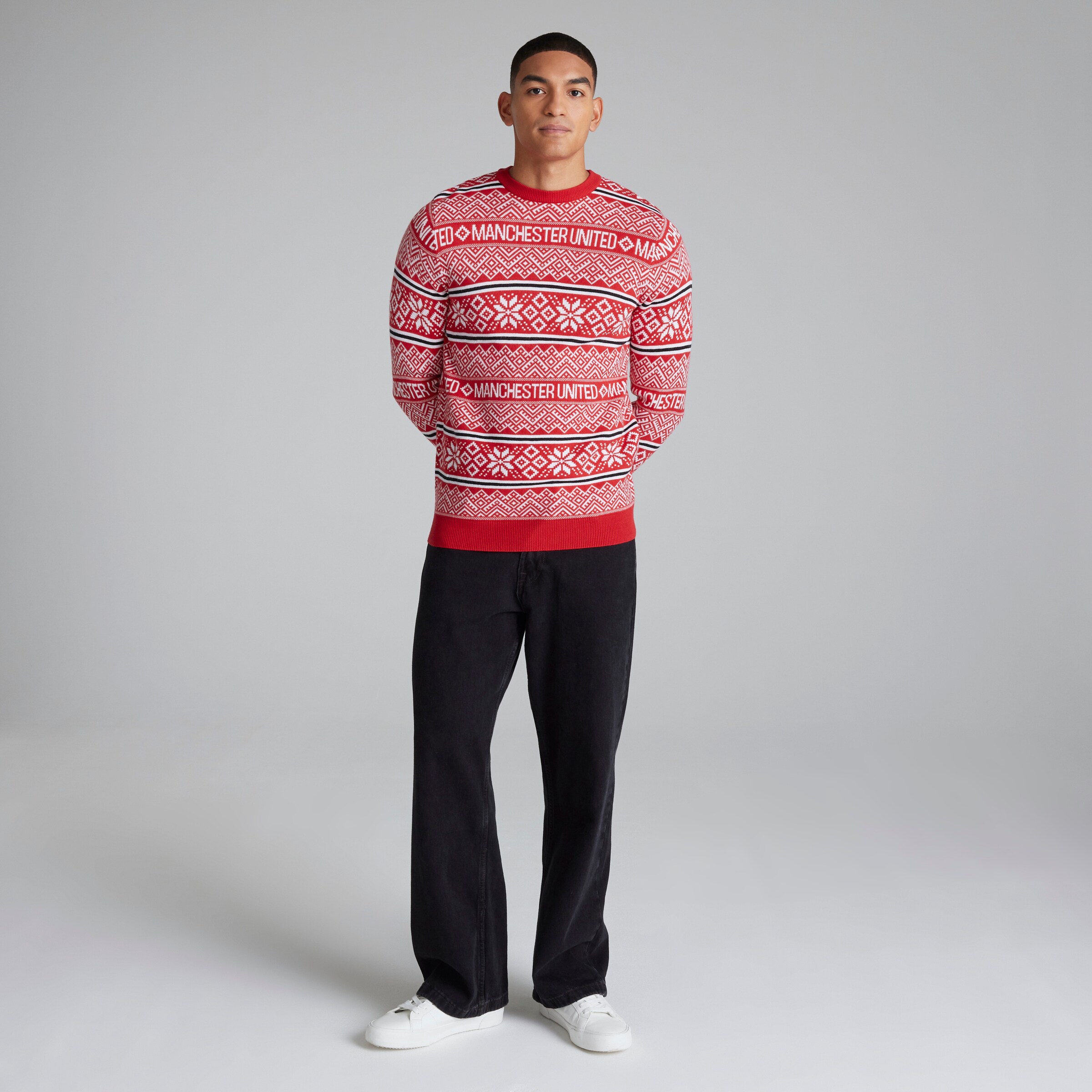 Manchester United Fairisle Christmas Jumper Red Red Detail [4-6]