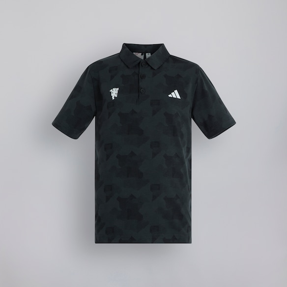 Manchester United x adidas Kids Golf Printed Scripted Polo Shirt Black Black