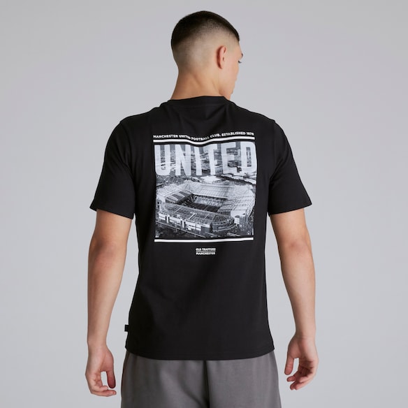 Manchester United Mens Old Trafford Back Print T-Shirt Black