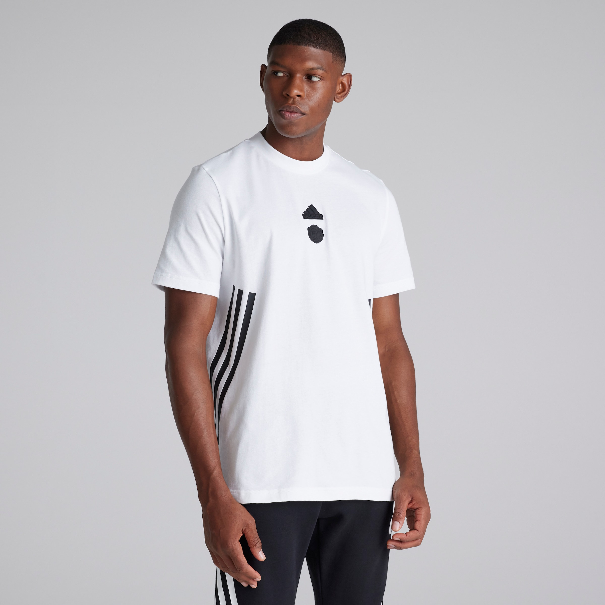 Adidas 3 stripe shirt white on sale