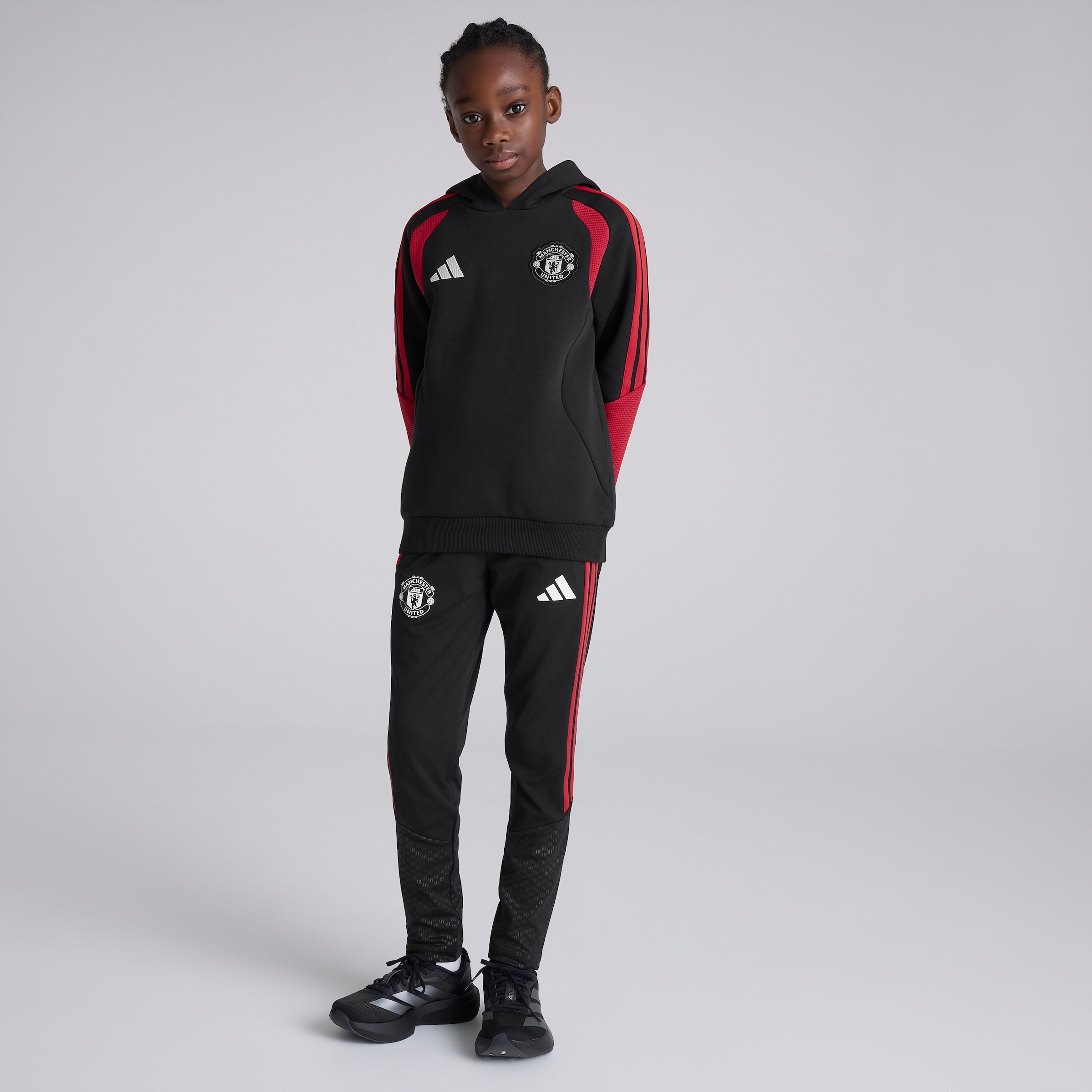 Manchester United Kids 26/27 Training Tiro Hoodie Black Black Detail [3-6]