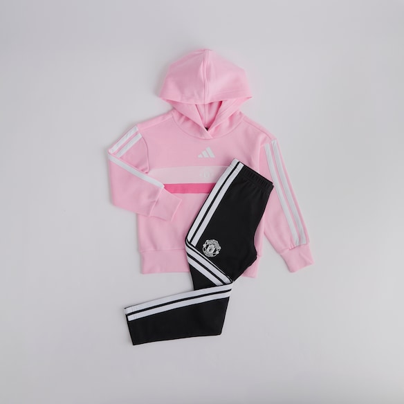 Manchester United x adidas Kids Essentials Tiberio 3-Stripes Fleece Leggings Set Pink Pink