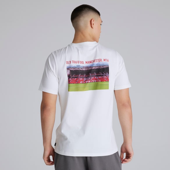 Manchester United Mens Stretford End Back Print T-Shirt White White