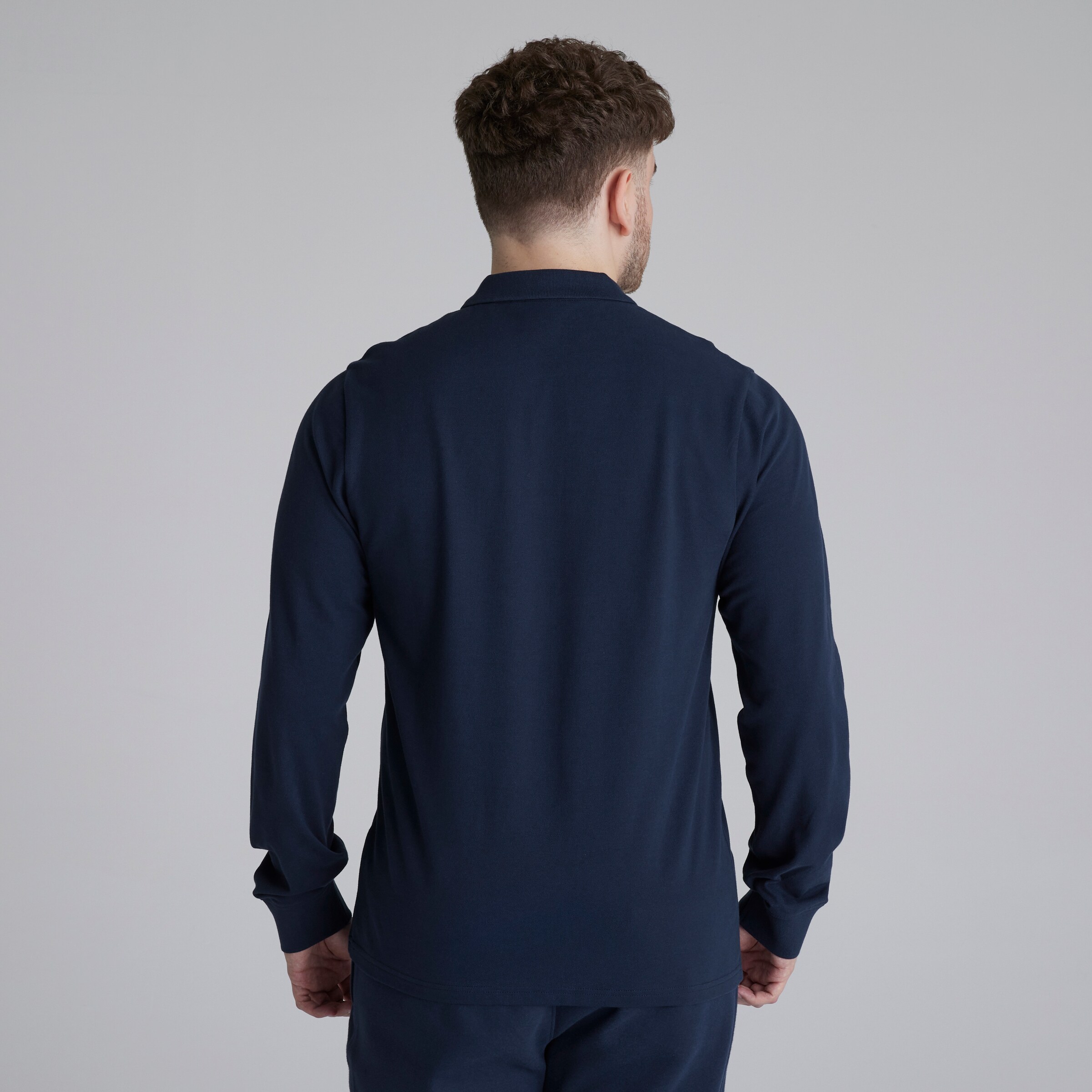 Manchester United Devil Essentials Long Sleeve Polo Shirt Navy Navy blue Detail [2-4]