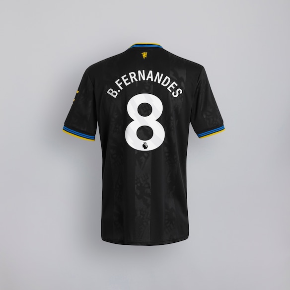 Manchester United 25/26 Third Kids Jersey with Fernandes 8 EPL Printing & Badge Schwarz