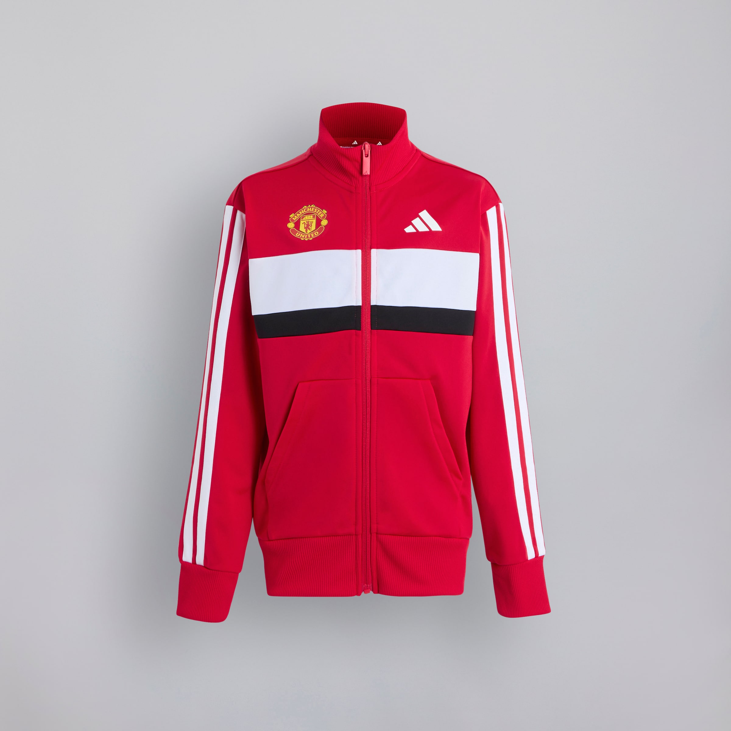 Manchester United x adidas Kids Essentials Tiberio 3-Stripes Tricot Tracksuit Red/Black