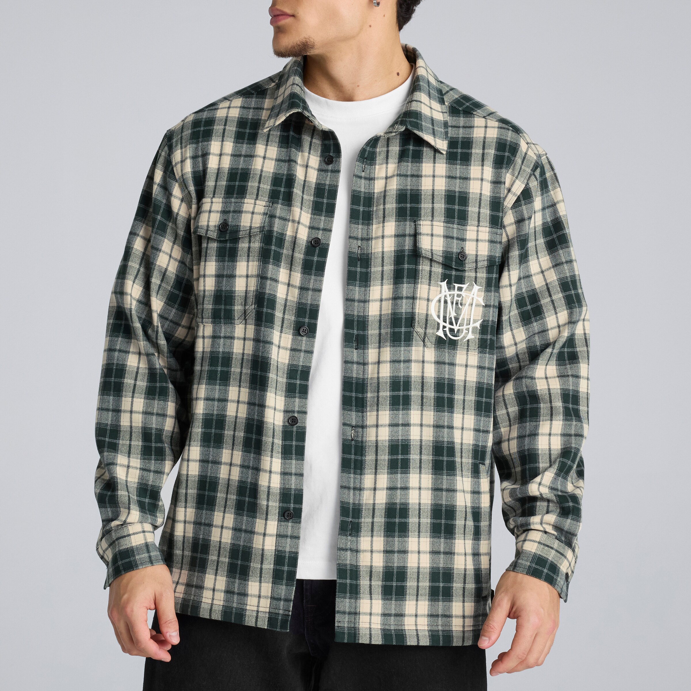 Manchester United Archive Plaid Overshirt Green Green Detail [4-6]