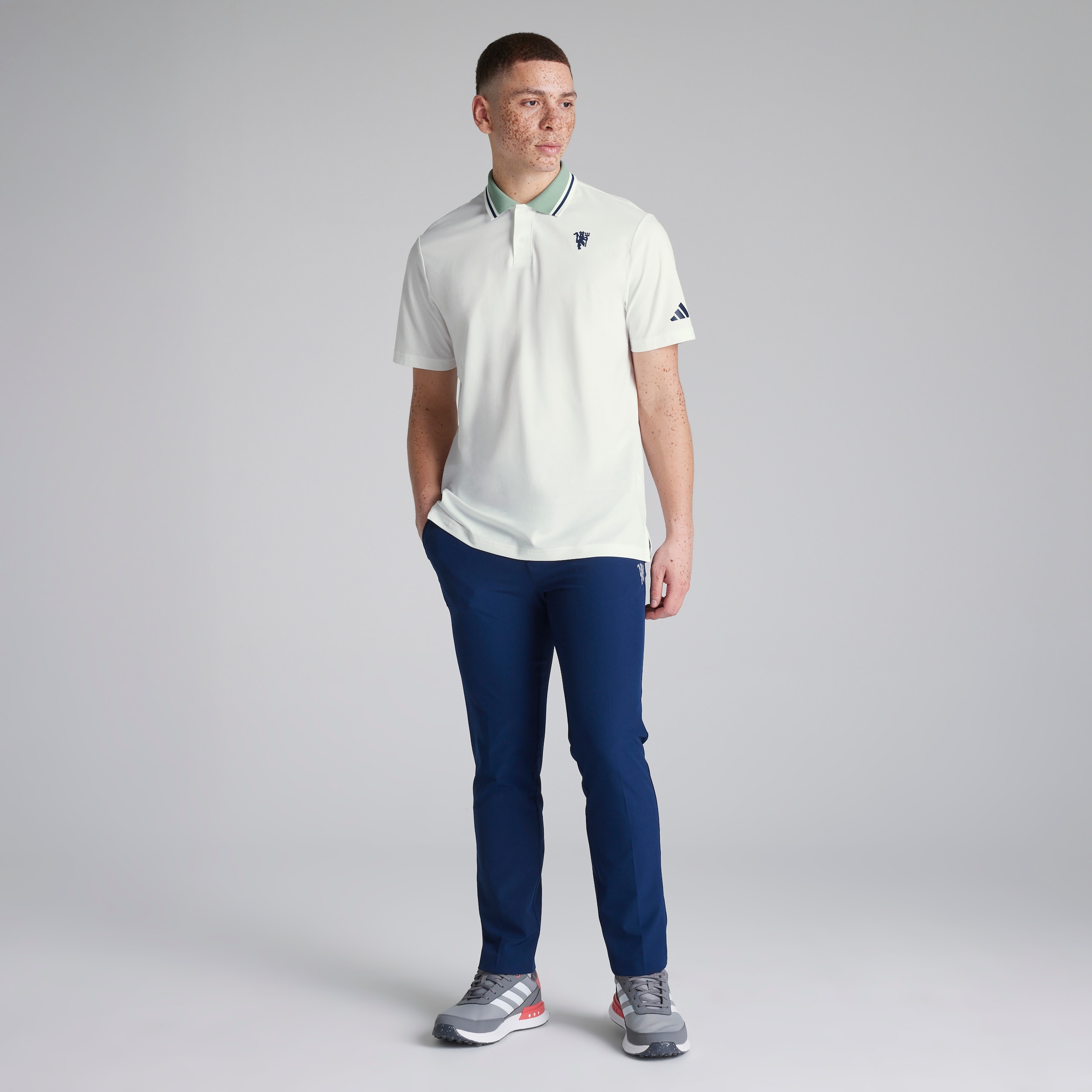 Manchester United x adidas Golf Beyond Twistknit Polo Shirt White White Detail [3-5]