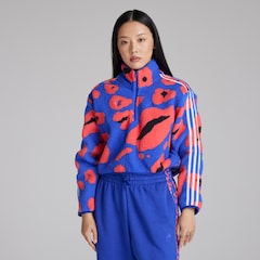 Manchester United x adidas Womens Essentials 3-Stripes Animal Print 1/4 Zip Top Blue