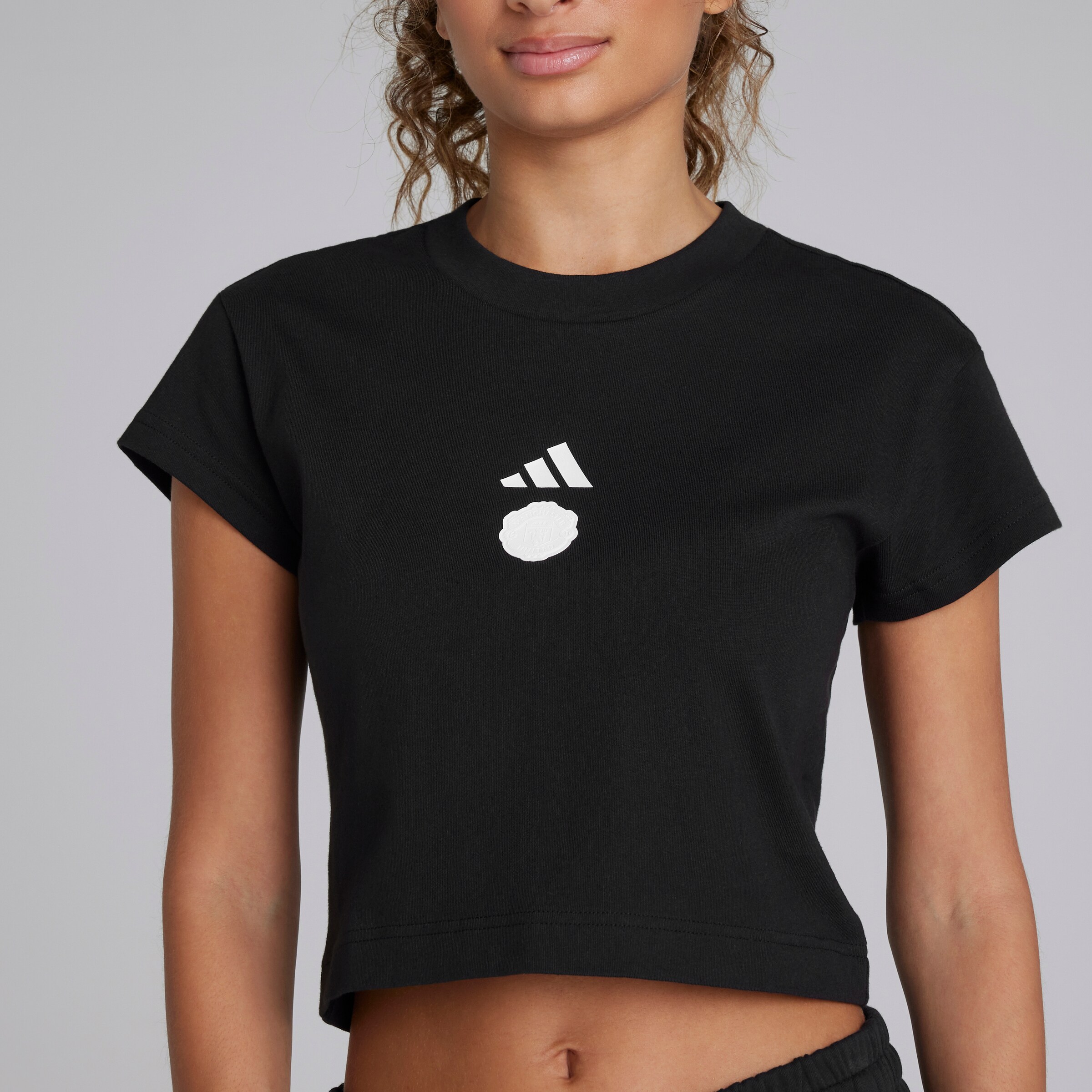 Manchester United x adidas Womens Future Icons Baby T-shirt Black Black Detail [4-4]
